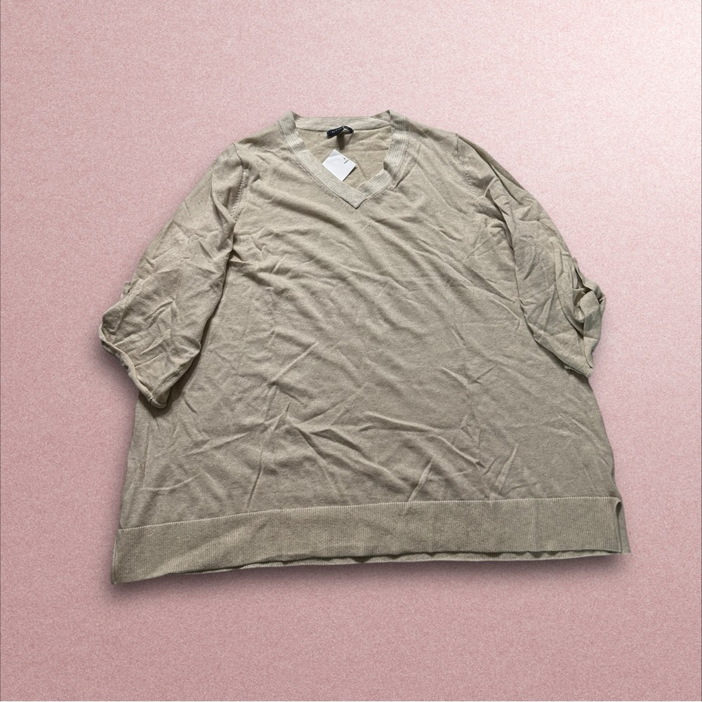 Lands End Top Women’s 2x Beige Tunic Linen Blend Lightweight New